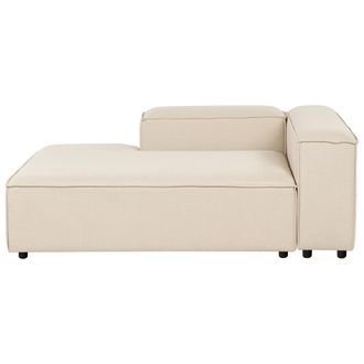 Beliani Chaise Longue Moderna Patas Negras Tapizado Tela Poli&eacute;ster Beige Derecho Ardal