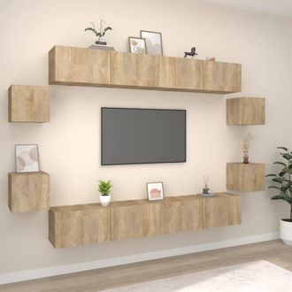 Berkfield Home 8 Piece TV Cabinet Set Sonoma Oak Engineered Wood in Brown