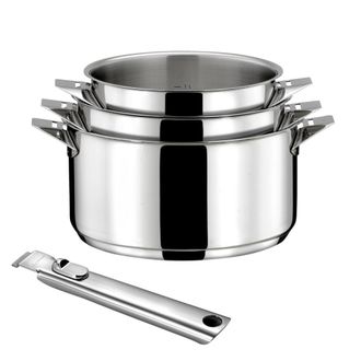 Cuisinox Set cacerolas &Oslash; 16, 18, 20 cm con mango extra&iacute;ble Acero