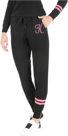 Dee Ocleppo Broeken, Dames, Zwart, XL, Kasjmier, Cashmere Joggers Initial K