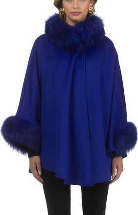 Gorski Wool And Cashmere Cape in Cobalt Blue at Nordstrom