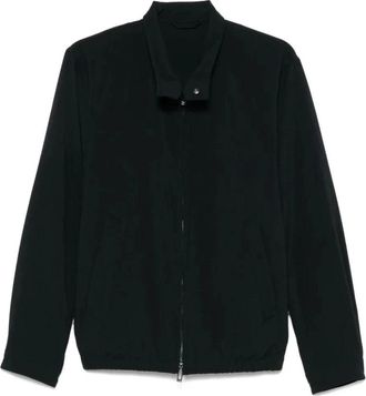 Emporio Armani Jassen, Heren, Zwart, L, Stijlvolle Blouson Jas