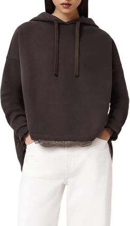AllSaints Nia Lace High-Low Hoodie in Bottle Brown at Nordstrom, Size X-Small