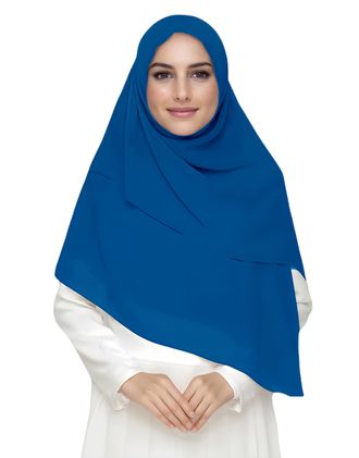 Lina & Lily Premium Chiffon Hijab Head Scarf Shawl Wrap for Muslim Women Square 145 x 145cm (Indigo Blue)