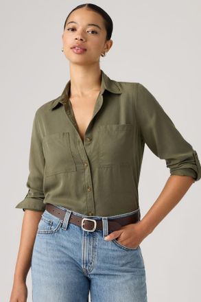 Levi's Aspen Utility Long Sleeve Shirt - Mujer - L - Verde / Olive Night