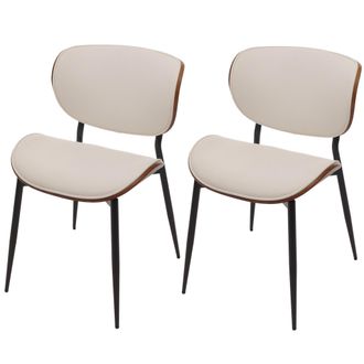 Hhg Hhg - Juego De 2 Sillas De Comedor 233, Silla, Imitaci&oacute;n Madera Curvada 280g/m&sup2; Oeko-tex Mvg, Aspecto Nogal, Blanco