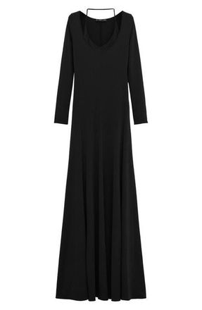 Mango Long Sleeve Knit Maxi Dress with Halter Neck in Black at Nordstrom, Size 4