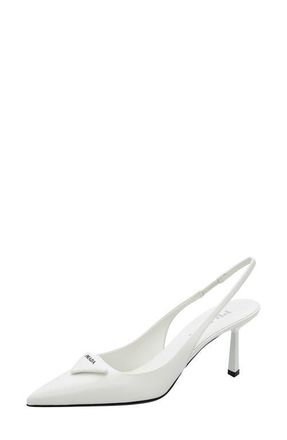 Prada Modellerie Pointed Toe Slingback Pump in White at Nordstrom, Size 10Us