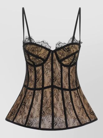 Giuseppe Di Morabito bustier top lace floral sheer straps