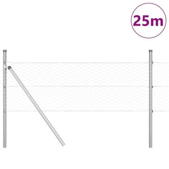 Berkfield Home Hexagon Fence 0.8x25 m Galvanised Steel in Silver