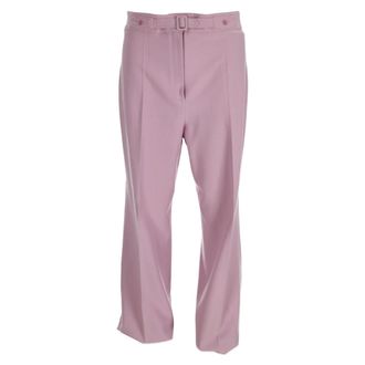 Maje Buckle Detailed Straight-Leg Trousers in Pink Polyester