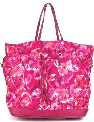 Louis Vuitton Pink Leather Nylon Shoulder Bag Tote Bag (Pre-Owned)