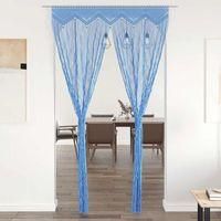 OEM Cortina De Macram&eacute; Azul De 140x240 Cm En Algod&oacute;n - Crezuo