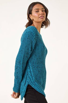 Roman Curved Hem Stitch Knit Jumper