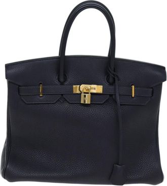 Hermès Birkin 35 Navy Leather Handbag (Pre-Owned)