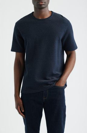 Frame Denim Jacquard Stripe T-Shirt in Navy/Cream Stripe at Nordstrom, Size Xx-Large