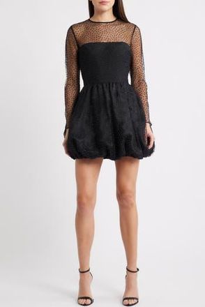 Saylor Saoirse Stud Long Sleeve Minidress in Black at Nordstrom Rack, Size X-Small