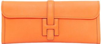 Herm&egrave;s Orange Leather Envelope Clutch (Authentic Pre-Loved)