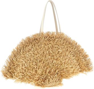Roger Vivier Fringe Raffia Tote Bag - Beige