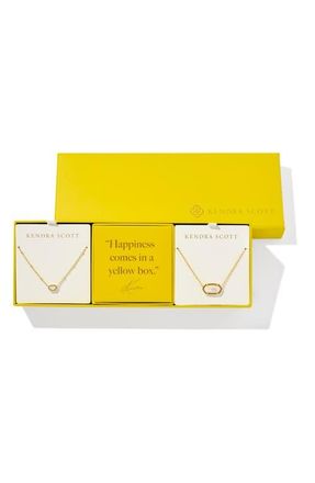 Kendra Scott Elisa 2-Piece Pendant Necklace Gift Set in Gold Ivory Mother Of Pearl at Nordstrom