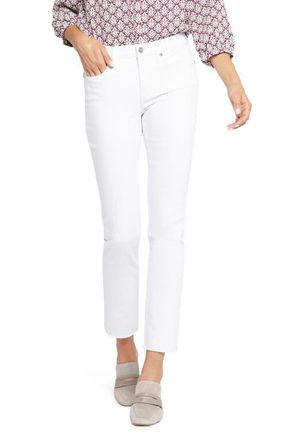 NYDJ Sheri Ankle Fray Hem Slim Jeans in Optic White at Nordstrom, Size 10P