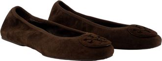 Tory Burch Womens Reva Travel Ballerina Brown Calfskin