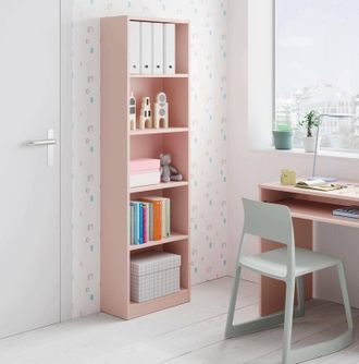 Dmora Librer&iacute;a Lineal Con Cinco Baldas, Color Rosa, Medidas 52 X 180 X 25 Cm, Con Embalaje Reforzado - Dmora