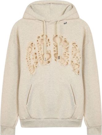 GCDS Laser Logo Hoodie - Heren - Hoodies - Beige - L - Katoen - Hoodies & sweatvesten