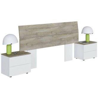 Dmora Testiera letto Coyle, Spalliera, Testata per camera da letto, Poggiatesta, 176x6 h54 cm, Bianco e Rovere - Dmora