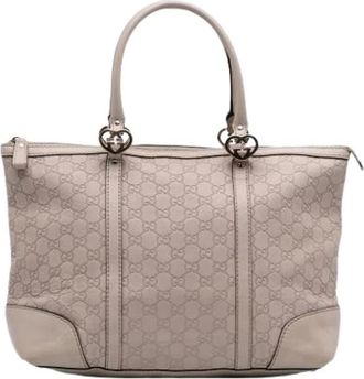 Gucci Pre-owned Handbags, female, Beige, Size: ONE SIZE Pre-owned Vintage Leather Tote