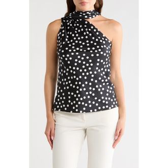 Renee C Scarf Detail One Shoulder Top in Black at Nordstrom Rack, Size X-Large