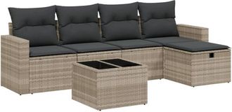 vidaXL Vidaxl - Set de sofás de jardín 6 pzas y cojines ratán sintético gris