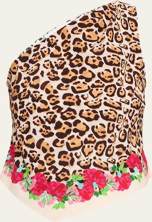 Saloni Madeline Printed One-Shoulder Top
