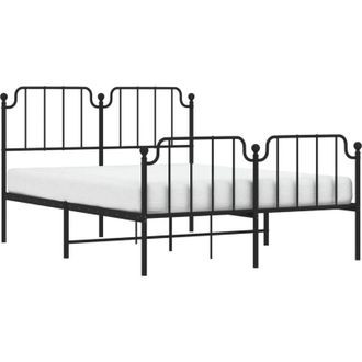 vidaXL Estructura Cama Sin Colch&oacute;n Con Estribo Metal Negro 150x200 Cm Vidaxl