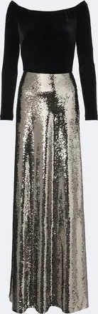 Monique Lhuillier Abito lungo in velluto con paillettes