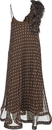 P.A.R.O.S.H. Womens Long Dress Brown Polyester
