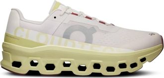 On Womens Cloudmonster Running Shoes In Frost/acacia