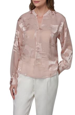 DKNY Satin Jacquard Top in Snow Petal at Nordstrom, Size X-Small