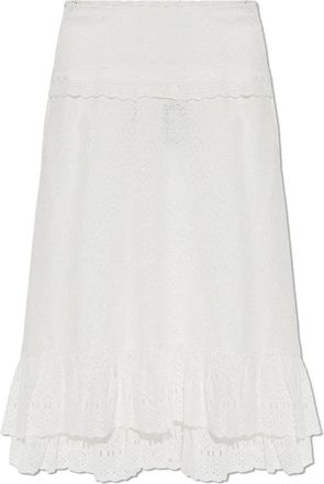 Ulla Johnson Violetta Katoenen Rok - Dames - Midirokken - Wit - XS - Katoen - Rokken