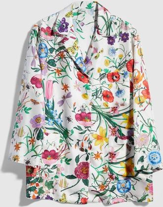 Gucci Printed Silk Twill Shirt, White