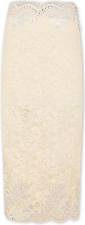 Paco Rabanne Kanten midi rok met zilveren studs - Dames - Midirokken - Beige - L - Rokken