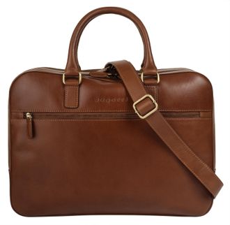 Bugatti Aktentasche BUGATTI REMO, Herren, Gr. B/H/T: 40cm x 29cm x 9cm onesize, braun (cognac), Leder, leicht gl&auml;nzend, unifarben, Taschen Aktentasche, echt L