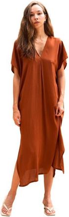 Pink Haley Gina Breezy Crinkle Kaftan Dress in Terracotta at Nordstrom