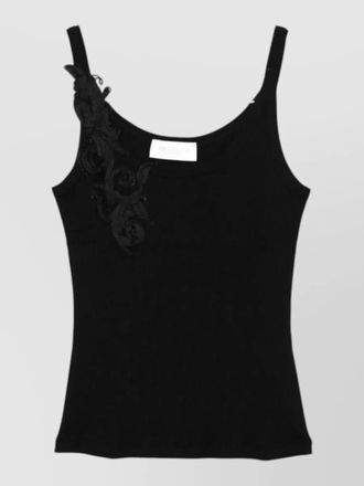 Ermanno Scervino tank top scoop neck floral applique
