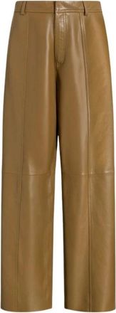 Alberta Ferretti Wide-leg Ultra-Soft Leather Trousers - female - Alberta Ferretti - Leather Trousers - Yellow - XL - Trousers