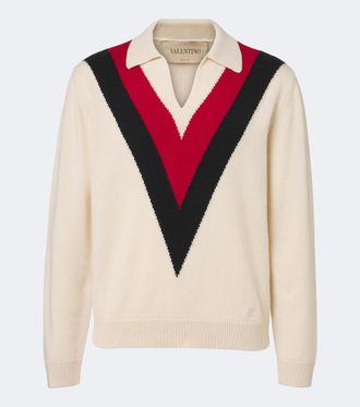 Valentino Jacquard cashmere polo sweater