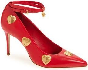 Cinq à Sept Madison Ankle Strap Pump in Cardinal/Gold at Nordstrom Rack, Size 7.5Us / 37.5Eu
