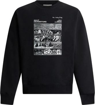 Bally Sweater met borduurwerk en grafische print - Zwart