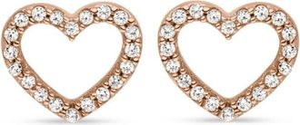 VEYNOU 14k rose gold Heart diamond stud earrings - unisex - Diamond/14K Recycled Rose Gold - One Size - Pink