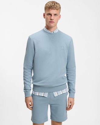 Boss Orange by Hugo Boss Mens Westart Crew Neck Sweatshirt in Light Blue Cotton - Size X-Large